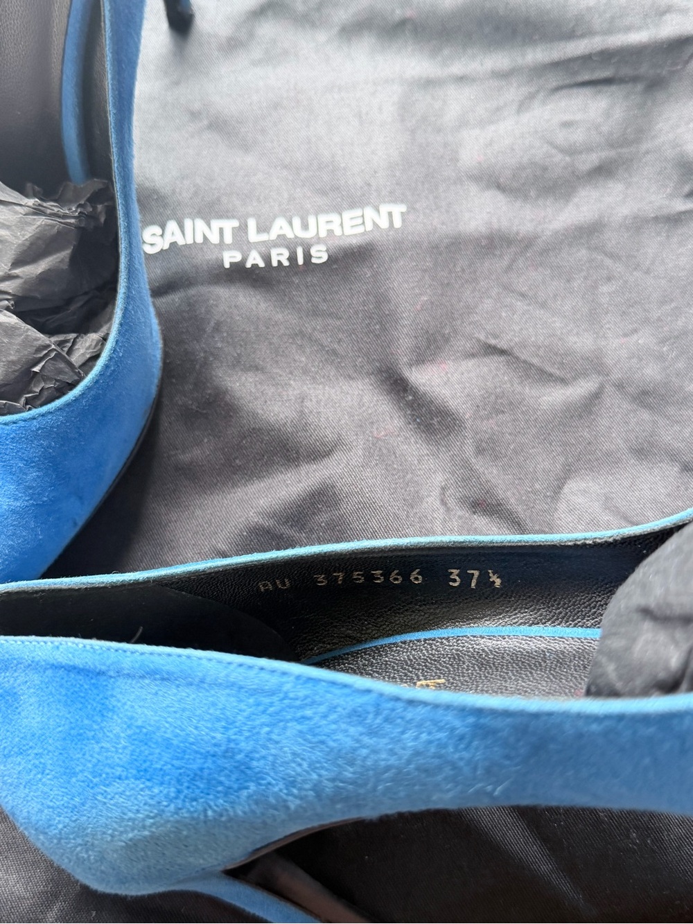 Saint Laurent Cobalt Suede Pointed Toe Stilettos - Picture 5 of 11